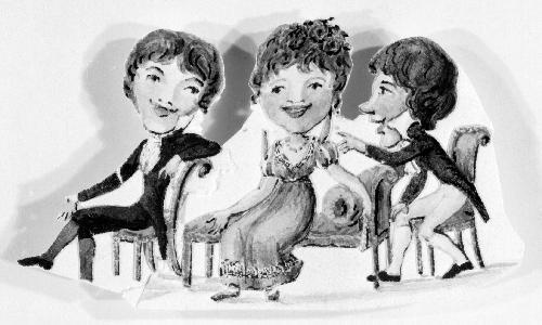 Caricature of Three Young People Talking