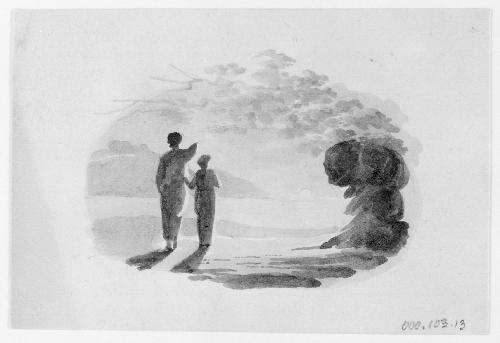 Two Figures Watching a Sunset