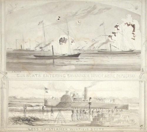 Gunboats Entering Savannah River Above Ft. Pulaski; Loss of Steamer Winfield Scott