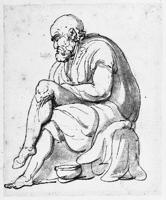 Elderly Man Seated Washing his Feet