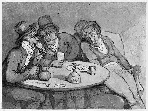 Three Men Seated Around a Table