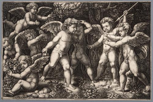 Eight putti playing