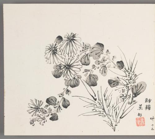 Bamboo and Chrysanthemums 訪䕮