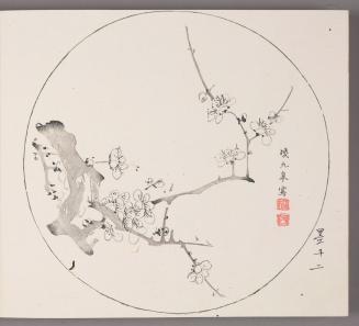 Flowering Plum Branch in Round Design