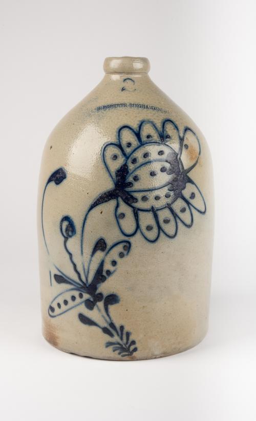 Stoneware Jug with Flower Decoration