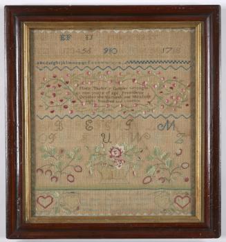 Sampler with Basket of Flowers