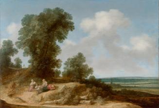 A Dune Landscape with Travellers Resting, Extensive Flatlands Beyond