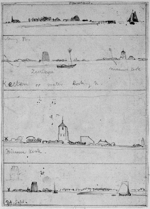 Sheet with Four Dutch Landscape Sketches