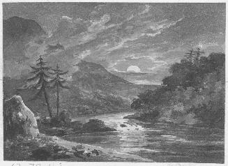 River Landscape by Moonlight