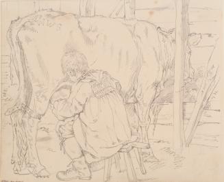 Boy Milking a Cow