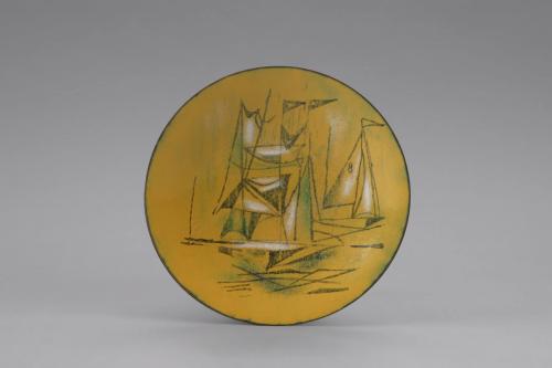 "Sailboats" Footed Dish