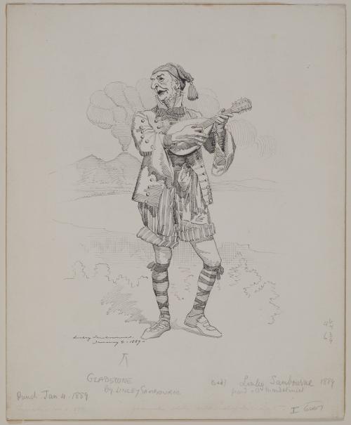 Grand Old Mandolinist, cartoon of Gladstone