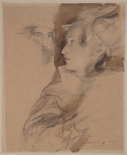 Study for Two Heads in Mary Queen of Scotts Escaping Loch Leven Castle