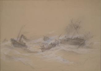 Ship Foundering in a Storm with Paddle Steamer and Lifeboat Sty