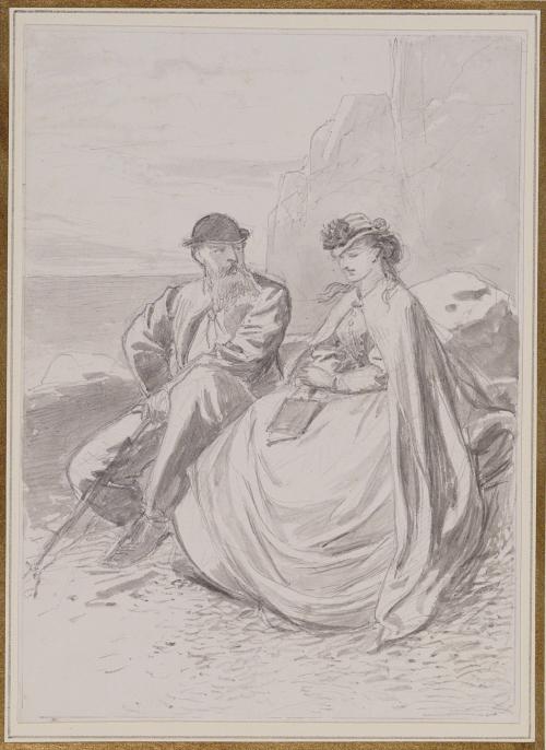 Man and Woman Seated on the Seashore