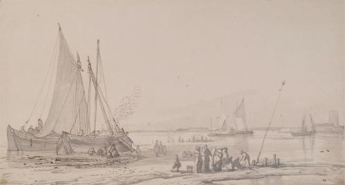 Beach Scene with Boats